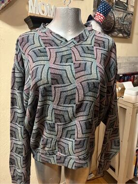 Jhane Barnes Geometric Crewneck Sweater — Pastel Multi